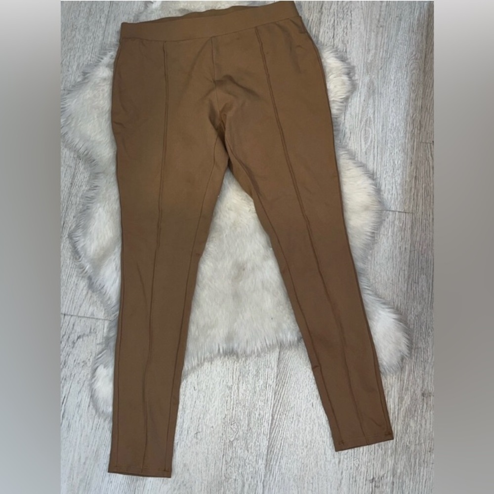SOLD PREMISE Tan Stretch Leggins M - Picture 2 of 4